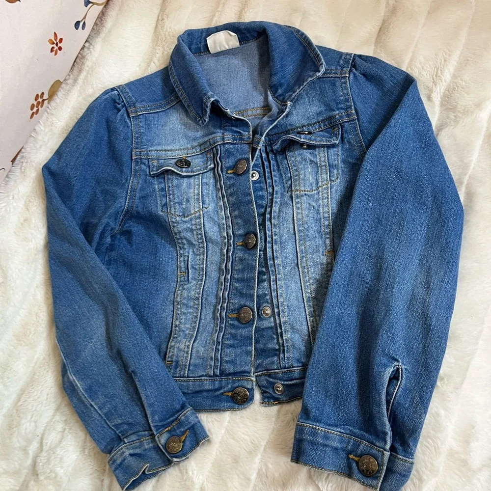 Crazy 8 Girls 7/8 Denim Blue Jean Jacket Spring Fall School Classic Preppy Light
